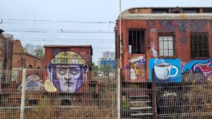 Graffiti on an old rusty train wagon