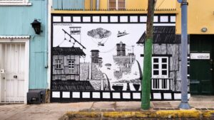 Black and white world mural