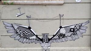 Mechanical bird mural