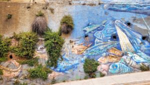 Fish wall and vegetation