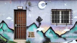 Mountain night on a house front