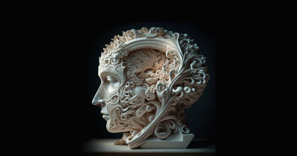 flowery head bust in marble