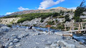 A bridge crossing the river torrent, Mount Fitz Roy trail