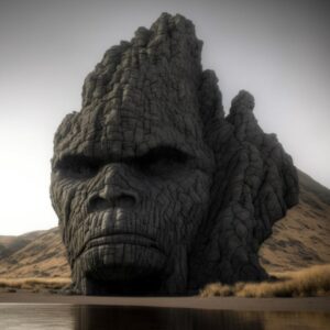 Basalt formation in the shape of a gorilla