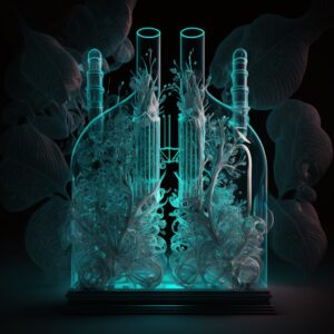 Pipe organ made of glass, lungs, and spinal cord