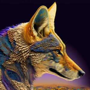 Multicolor head of a wolf