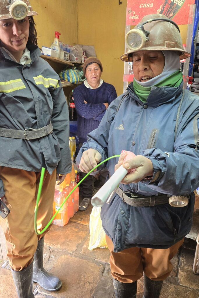 At the miner's shop, our guide demonstrated how to use a dynamite stick, which we could buy to offer as a gift to the miners