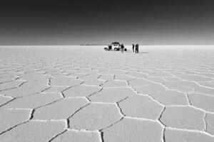 jeep and group on the salt flats
