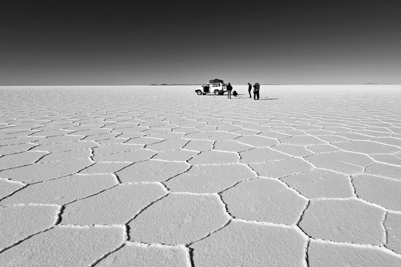 jeep and group on the salt flats