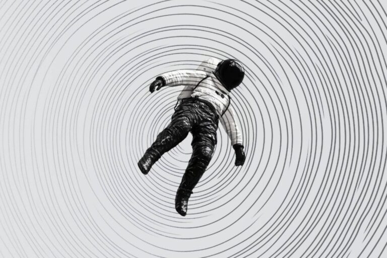 astronaut falling into a white hole